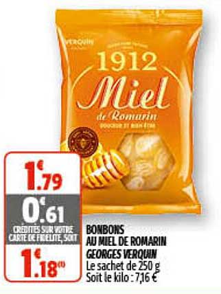 bonbons au miel de romarin georges verquin