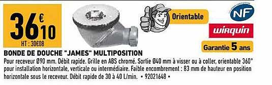 Bonde De Douche "james" Multiposition Wirquin