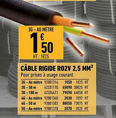 câble rigide r02v 2.5 mm²