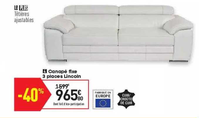 canapé fixe 3 places lincoln