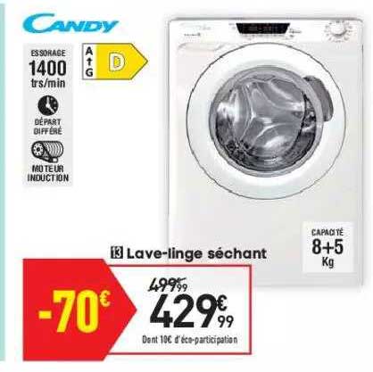 candy lave-linge séchant