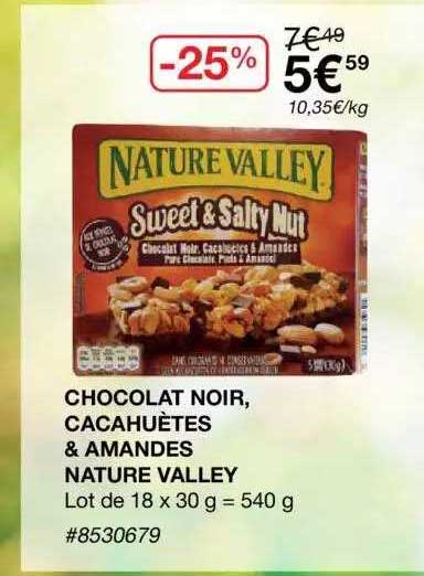 chocolat noir cacahuètres & amandes nature valley