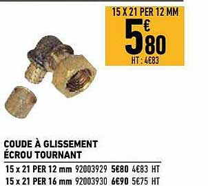 coude à glissement écrou tournant