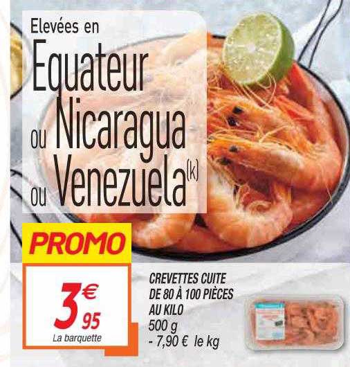 crevettes cuite de 80 à 100 pièces au kilo