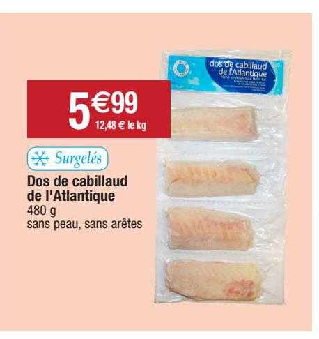 dos de cabillaud de l'atlantique