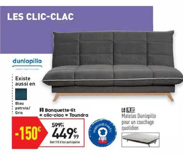 dunlopillo banquette-lit "clic-clac" toundra