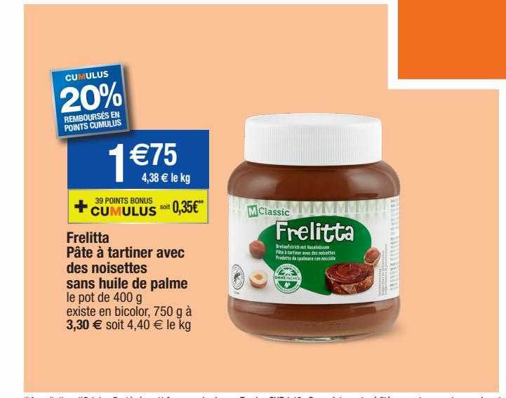 Frelitta Pâte à Tartiner Avec Des Noisettes Sans Huile De Palme