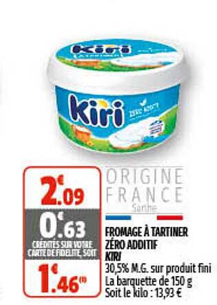 fromage à tartiner zéro additif kiri