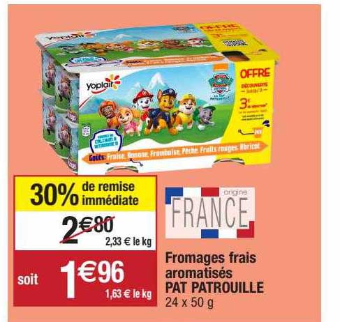 fromages frais aromatisés pat patrouille