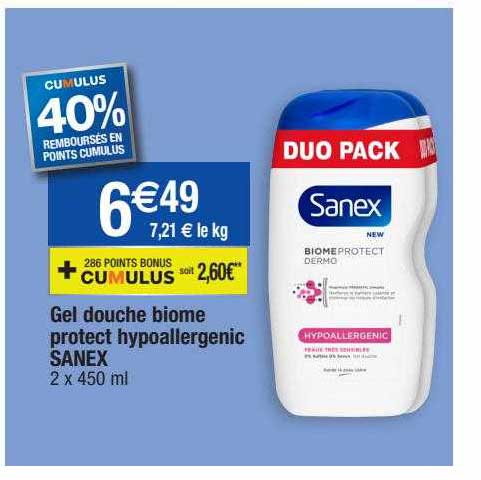 gel douche biome protect hypoallergenic sanex