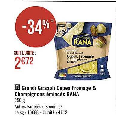 grandi girasoli cèpes fromage & champignons émincés rana