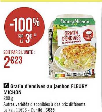 gratin d'endives au jambon fleury michon