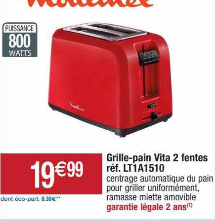 grille-pain vita 2 fentes moulinex