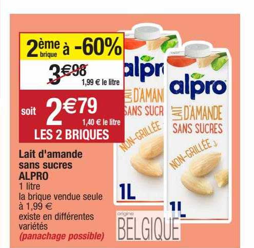 lait d'amande sans sucres alpro