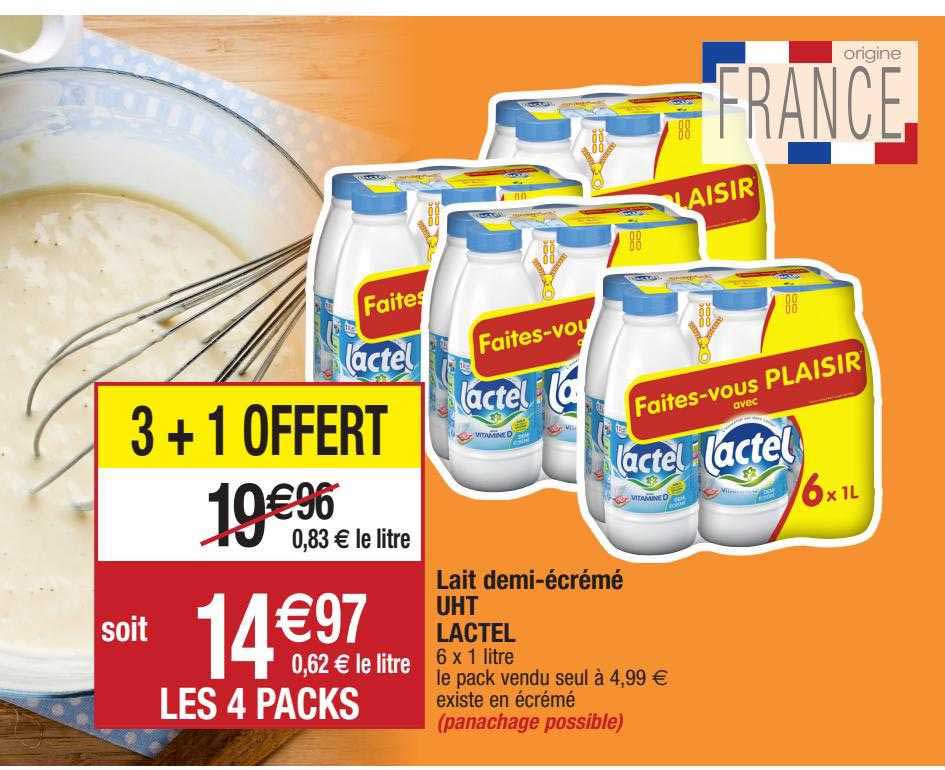 lait demi-écrémé uht lactel