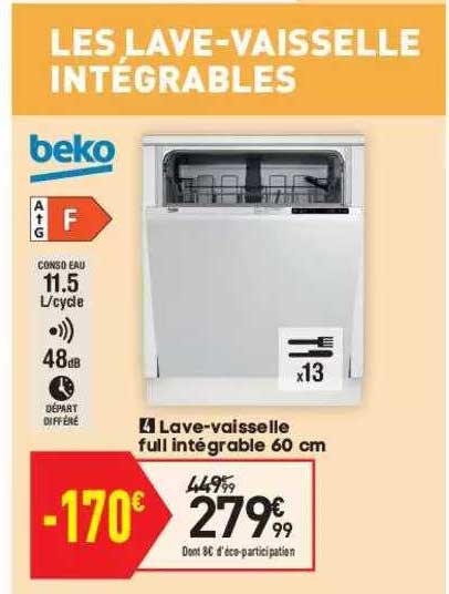 lave-vaisselle full integrable 60 cm beko