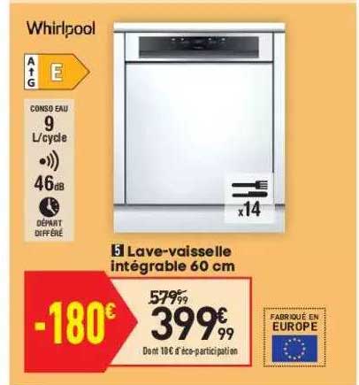 lave-vaisselle intégrable 60 cm whirlpool
