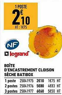 legrand boîte d'encastrement cloison sèche batibox