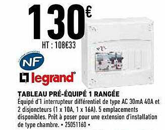 legrand tableau pré-équipé 1 rangée