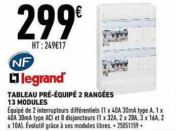 legrand tableau pré-équipé 2 rangées 13 modules