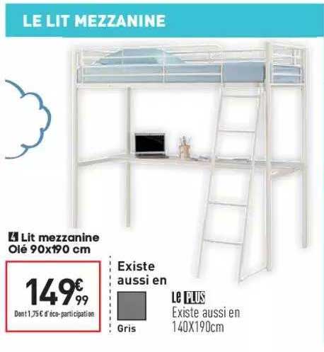 lit mezzanine olé 90x190 cm