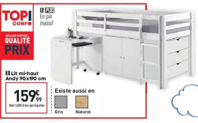 lit mi-haut andy 90x190 cm