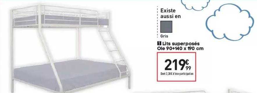 lits superposés ole 90+140 x 190 cm