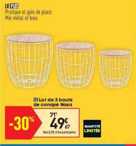 lot de 3 bouts de canapé nasa