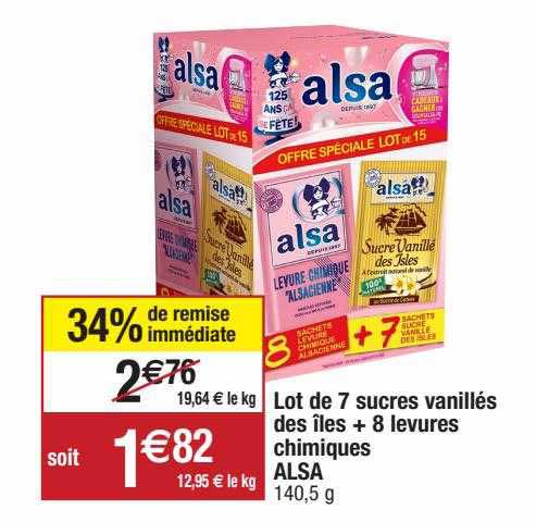 lot de 7 sucres vanillés des îles + 8 levures chimiques alsa