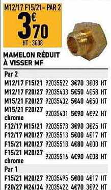 mamelon réduit à visser mf
