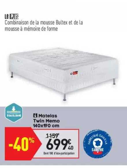 matelas twin memo 140x190 cm