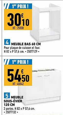 meuble bas 60 cm meuble sous-évier 120 cm