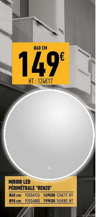 miroir led périmétrale "renzo"