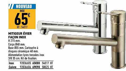 mitigeur évier façon inox