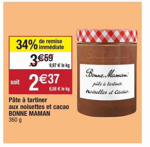pâte à tartiner aux noisettes et cacao bonne maman