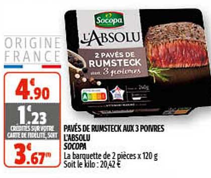 pavés de rumsteck aux 3 poivres l'absolu socopa
