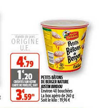 petits bâtons de berger nature justin bridou