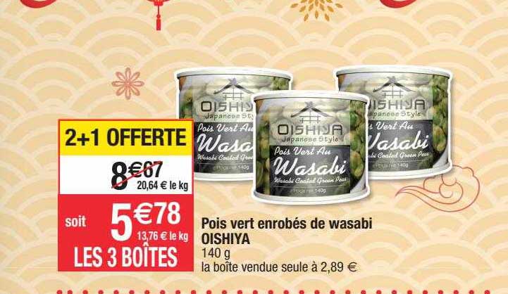 pois vert enrobés de wasabi oishiya