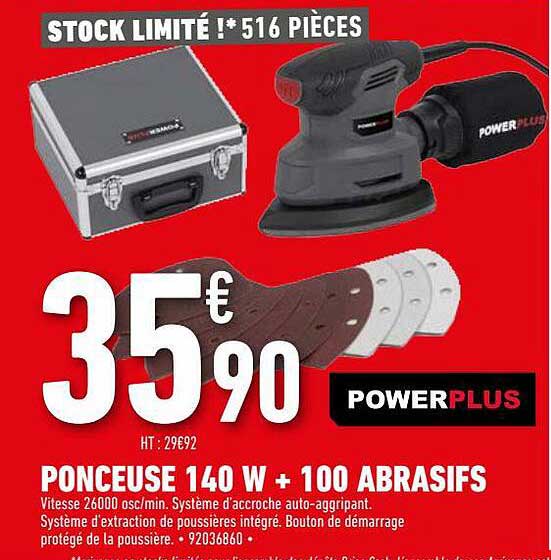 Ponceuse 140 W + 100 Abrasifs Power Plus