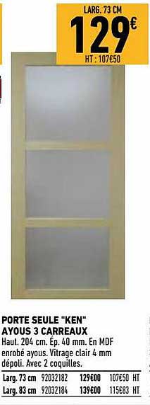 porte seule "ken" ayous 3 carreaux