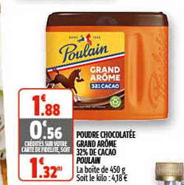 poudre chocolatée grand arôme 32% de cacao poulain