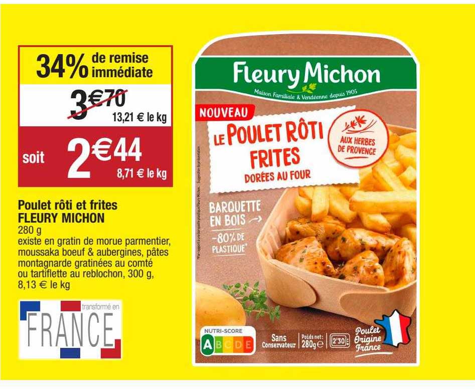 poulet rôti et frites fleury michon