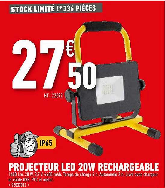 projecteur led 20w rechargeable