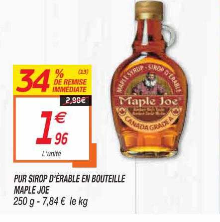 pur sirop d'érable en bouteille maple joe