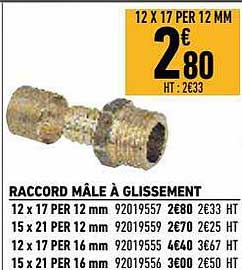 raccord mâle à glissement