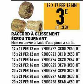 raccords à glissement écrou tournant