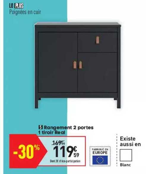 rangement 2 portes 1 tiroir real