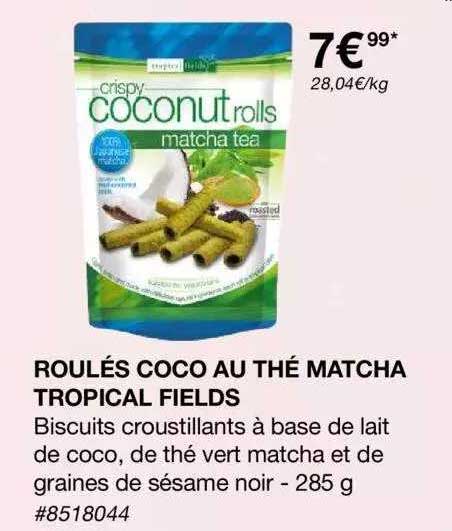 roulés coco au thé matcha tropical fields