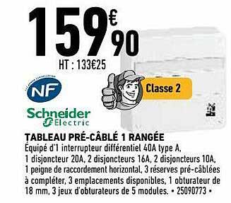 schneider tableau pré-câblé 1 rangée