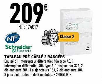 schneider tableau pré-câble 2 rangées